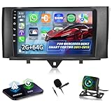 Autoradio für Mercedes Benz Smart Fortwo 2011-2015, [2G+64G] Android 9 Zoll Touchscreen Radio mit Wireless Carplay und Android Auto/Bluetooth/WiFi/Bluetooth/EQ/FM RDS Radio