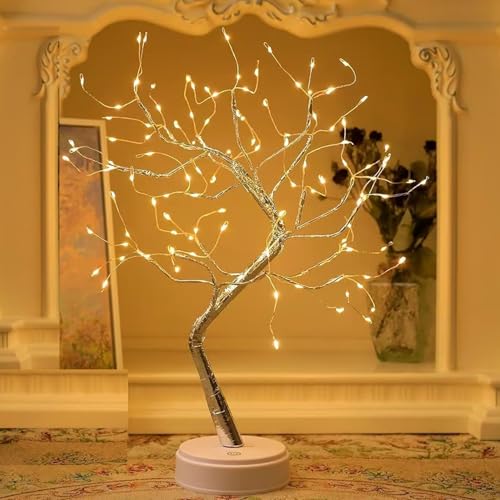 Hwylizg Fairy Light Spirit Tree 20 Tabletop Bonsai 108 LED Tree Light USB or Battery Powered Touch Sensor Switches DIY Artificial Tree Lamp for Bedroom Desktop Christmas Room Decor (Warm White)