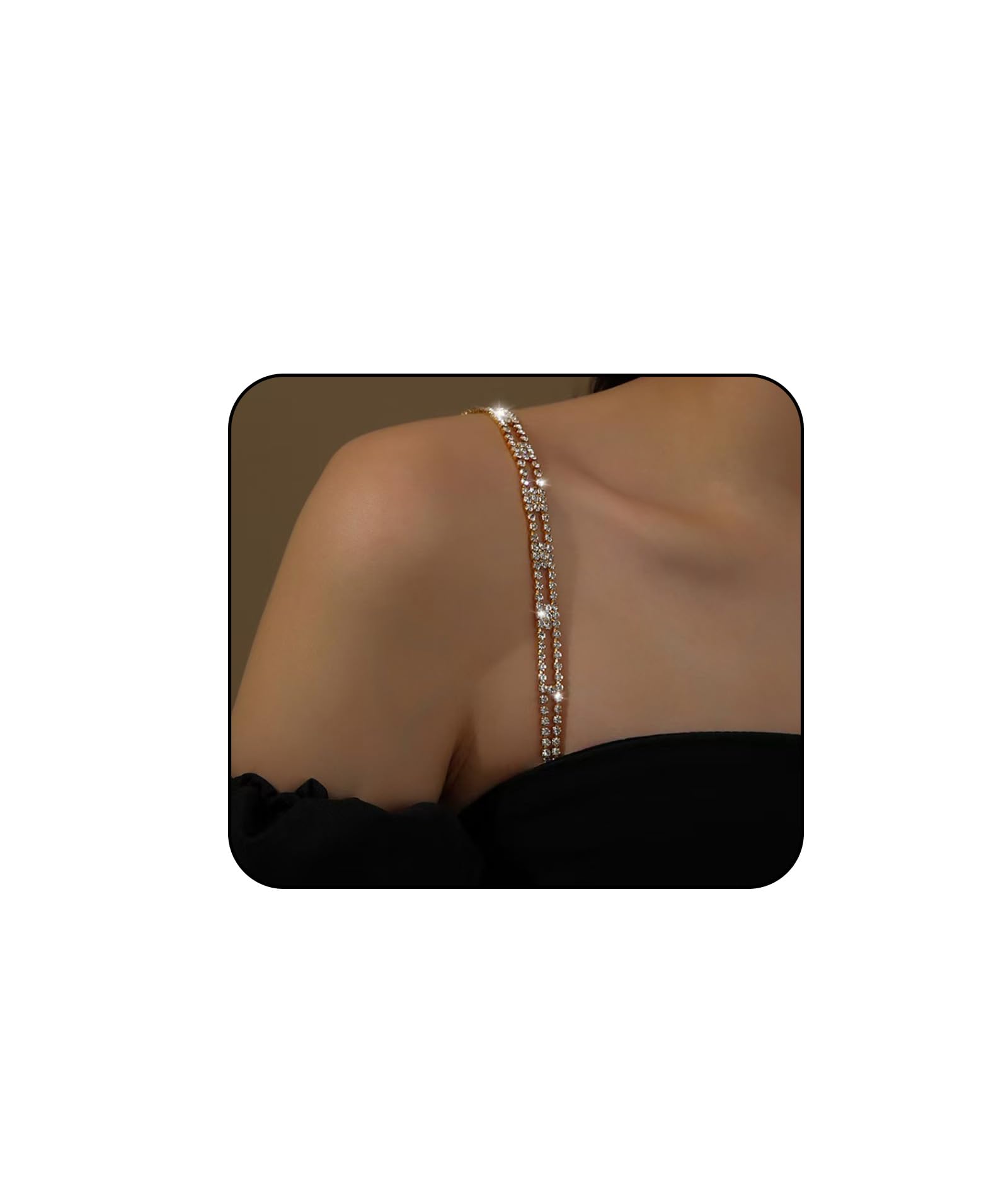 2 Pcs Adjustable Rhinestone Bra Straps for Women, Non-Slip Bling Shoulder Straps, Sexy Crystal Dress Accessories, Replacement for Wedding, Party Outfits and Beachwear
