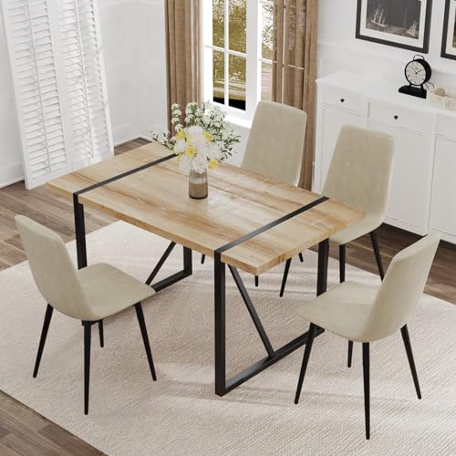 Hilknen Dining Table Set for 4, Modern Table and Chairs Set of 4, 5 Piece Dining Table Set Include...