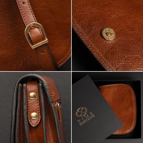 Image of Time Resistance Leather Cross Body Bag for Women Shoulder Bag Messenger Purse Gift Box Included