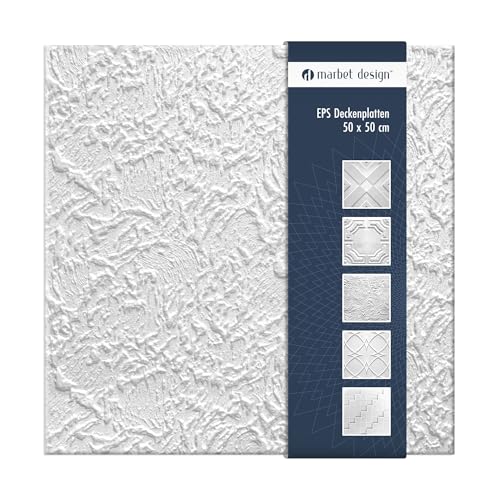 Deckenplatten aus Styropor EPS - Deckenpaneele leicht & robust im modernen Design - (2QM Sparpaket PARIS 50x50cm) Verkleidung Deckenplatten Decke weiß