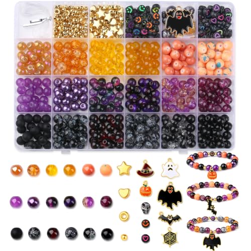 DUQGUHO Halloween Glass Beads Halloween Charms for for Jewelry Making