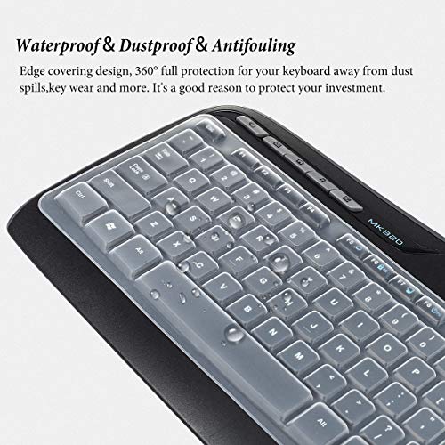 Image of Keyboard Cover Compatible with Logitech MK320 MK330 K330 MK335 Wireless Desktop Keyboard, Logitech MK320-YR002 /Y-R0009 Keyboard Protector Skin-Clear