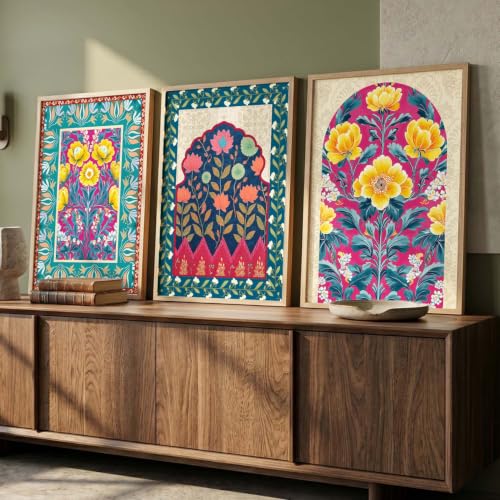 Image of kotart Art Painting With Frame | Paintings Home Decoration For Living Room Bed Room Hotel Wall Decor Digital Reprint Indian Traditional Madhubani Wall Set of 3 (10X13 inch)