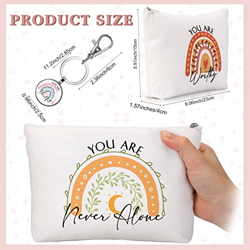 Sieral 60 Pcs Rainbow Makeup Bags Bulk Inspirational Keychains Gifts You Are Amazing Canvas Cosmetic Bags Thank You Employee Appreciation Gifts for Adults Party Favors Stuffers Nurse Coworker2