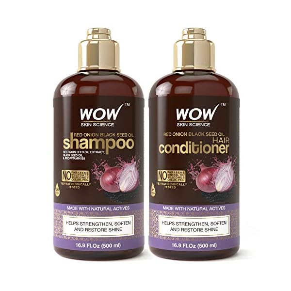 WOW-Red-Onion-Black-Seed-Oil-Shampoo-and-Conditioner-Kit-Increase-Gloss-Hydration-Shine-Reduce-Itchy-Scalp-Dandruff-Frizz-No-Parabens-or-Sulfates-All-Hair-Types-2-x-169-Fl-Oz-500mL WOW Red Onion Black Seed Oil Shampoo and Conditioner Kit Increase Gloss, Hydration, Shine - Reduce Itchy Scalp, Dandruff, Frizz, No Parabens or Sulfates, All Hair Types, 2 x 16.9 Fl Oz 500mL