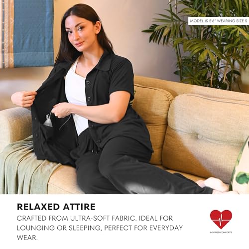 Image of Inspired Comforts Post Surgery Mastectomy Recovery Pajamas Set with Internal Drainage Pockets