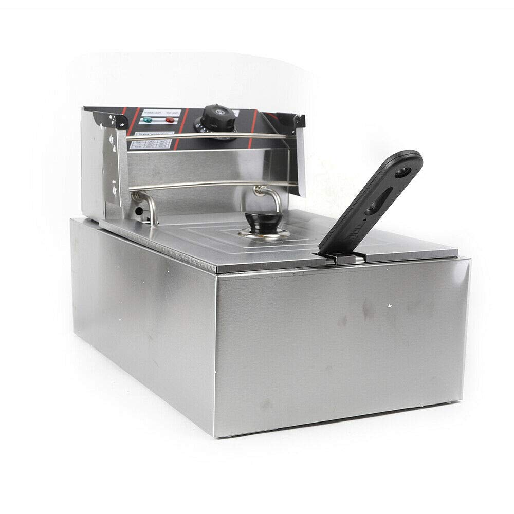 Frytkownica 5,5 l, frytkownica z olejem, zakres temperatur 60-200℃, moc 2500 W, elektryczna frytkownica ze stali nierdzewnej, do restauracji, supermarketów, przekąsek, imprez, 43 x 28 x 29 cm