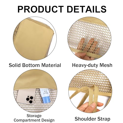 Image of VOROLO Mesh Tote Beach Bag,Women Fairycore Hobo Bag,Shoulder Bag,Soft Summer Casual Crochet Bags