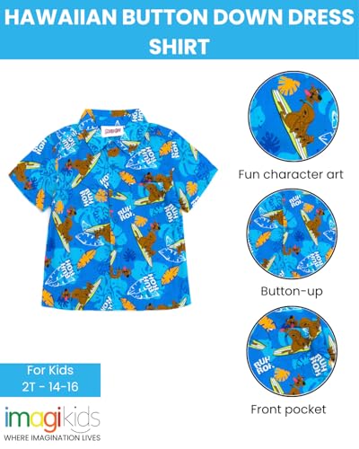 Scooby-Doo Surfboard Hawaiian Button Down Shirt Toddler to Big Kid Sizes (2T - 14-16)2