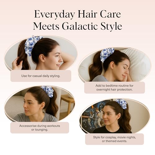 Image of Kitsch x Star Wars R2-D2 & Stormtrooper Scrunchies for Women- Softer Than Silk Scrunchie, No Crease Hair Ties, Perfect For Day And Night Creaseless Hair Accessories - 2pcs
