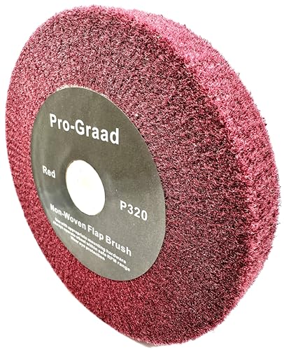Image of 6 inch x 1 inch x 1 inch Arbor Red Bench Grinder Polishing Wheel, 320 Grit, Tight Weave, Great for refurbishing Golf Clubs and Metal, Non-Woven Wheel for Copper, Metal, Finishing, and Burnishing