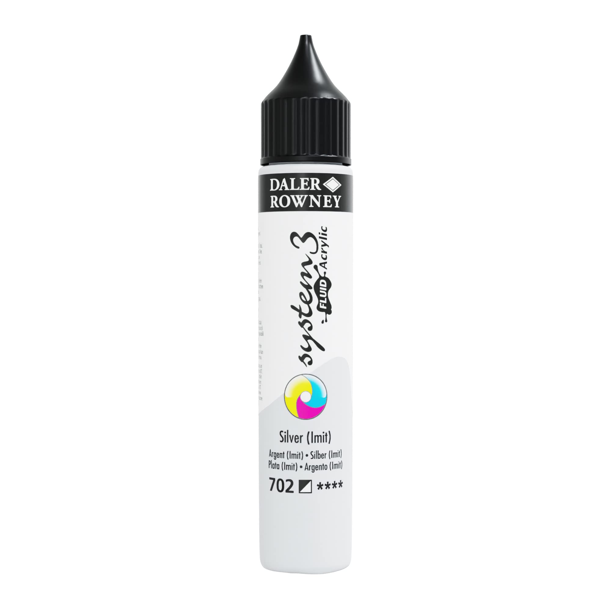 Daler-Rowney System3 Acrylic Paint, Plastic Bottle, Fluid, 1oz - 29.5 ml, Silver Imitation
