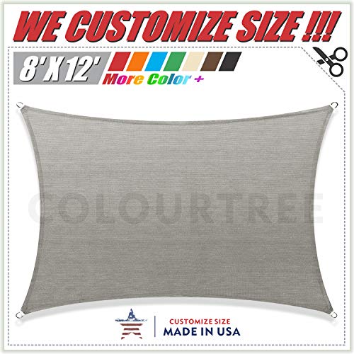 ColourTree 8' x 12' Grey Rectangle Sun Shade Sail Canopy Awning Shelter Fabric