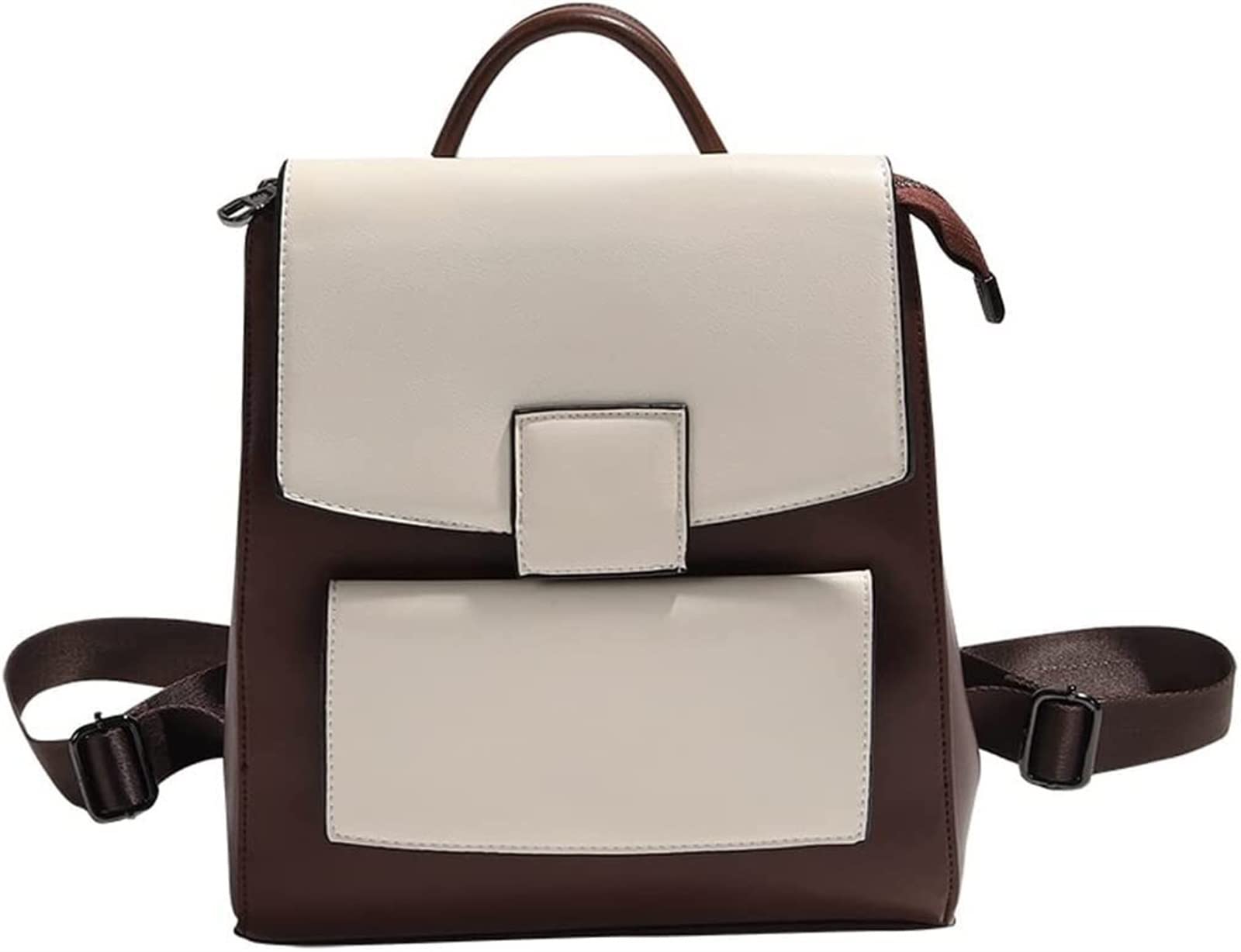 Mochila de Color en Contraste Moda for Mujer Mochila de Cuero de Moda Que combina con Todo Bolso de Escuela de Piel de Vaca con Cera de Aceite (Color : Cowhide)