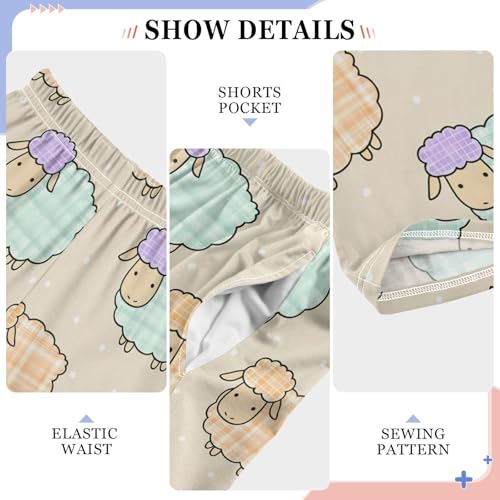 J JOYSAY Cartoon Sheep Polka Beige Pajamas Pants Soft Long Pajama Bottoms Lounge Sleep Pants Size S-XL4
