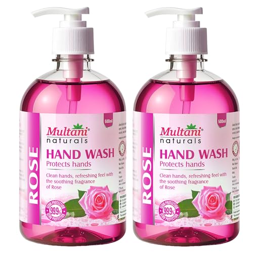 Image of Multani Natural Rose Hand Wash - 500 ml (Pack of 2) | Gentle Hand Cleanser With Natural Ingredients | Moisturizing Hand Wash | 99.9% Germ Protection Liquid Hand Wash