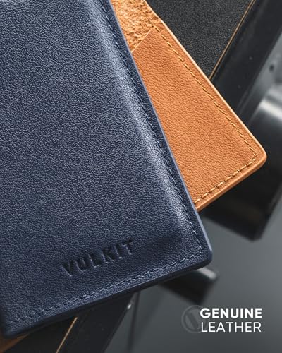 Image of VULKIT Leather Business Card Holder 2 Sided Slim Business Name Card Organizer for Men or Women (Nappa Navy)