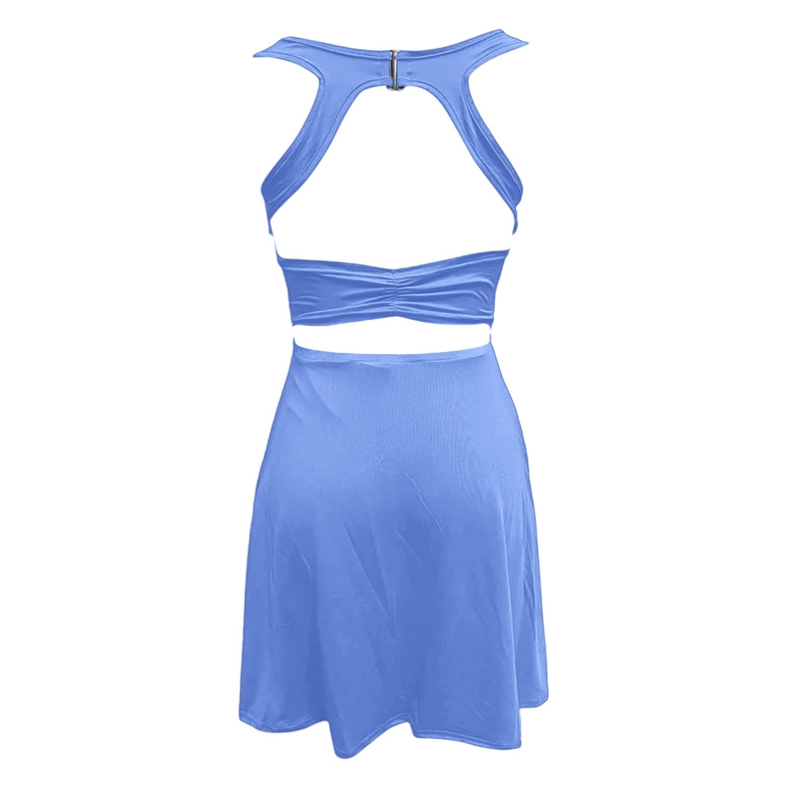 Vestido de tenis casual de verano para mujer con pantalones cortos debajo de la prenda atlética, para entrenamiento, vacaciones, playa, vacaciones
