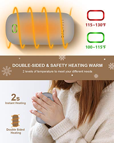 Balhvit 2s Instant Heating Rechargeable Hand Warmer, 6400mAh 5-10H Electric Hand Warmer Heater, Portable Pocket USB Battery Power Bank Reusable Hand Warmer for Outdoor Sports Warm Gifts for Women Men - Thumbnail 2