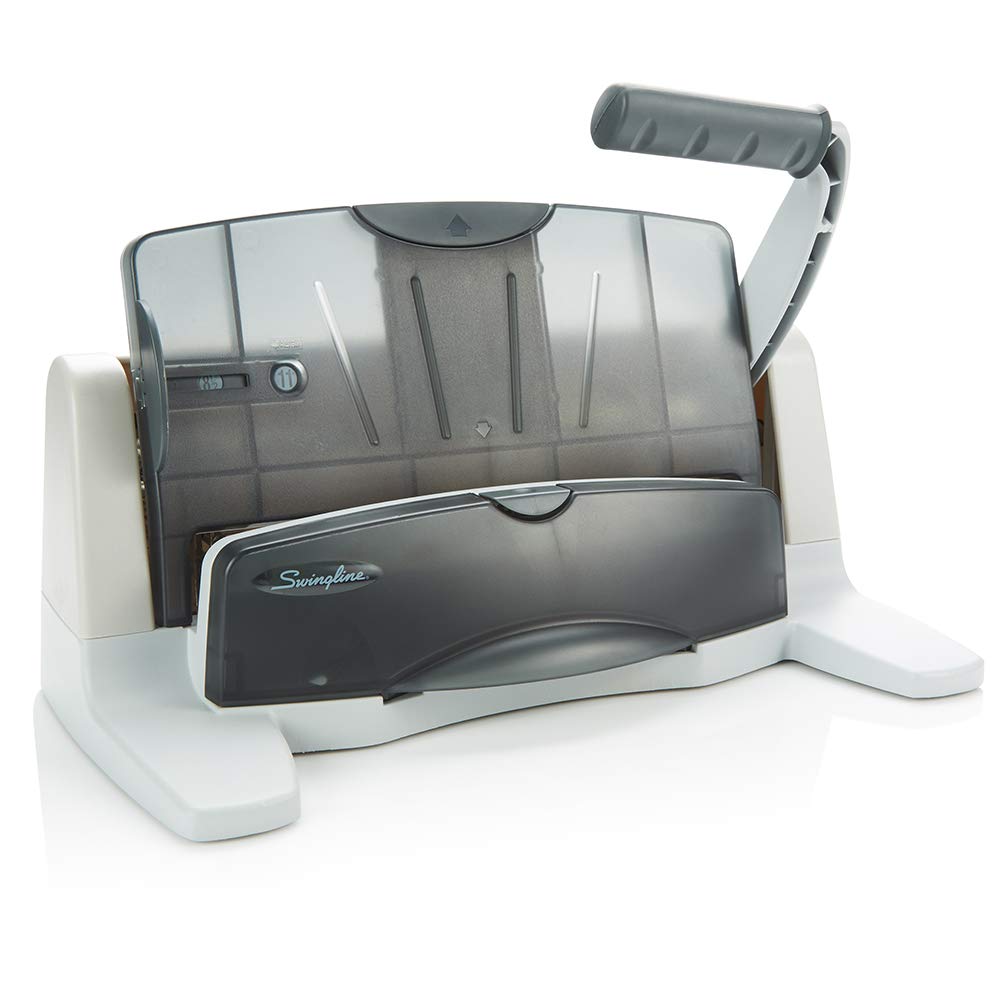 Swingline Hole Punch, 2-7 Holes Adjustable, 40 Sheet Capacity, Desktop Hole Puncher, LightTouch, Black/Silver (74357)