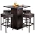 Best Choice Products 5-Piece Outdoor Wicker Bar Table Set for Patio, Poolside, Backyard w/Built-in Bottle Opener, Hidden Storage Shelf, Metal Tabletop, 4 Stools - Brown