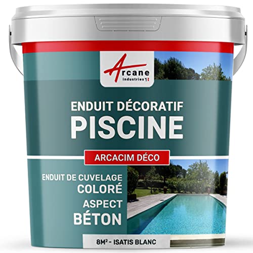 Décoration piscine, enduit de cuvelage, finition béton ciré : Arcacim déco - 8 m² Isatis Blanc - ARCANE INDUSTRIES