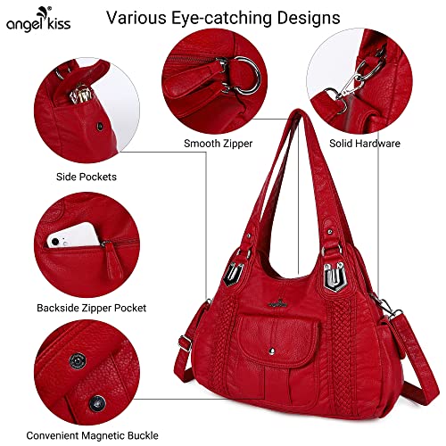 Image of Angel Kiss Purses and Handbags for Women Washed Vegan Leather Crossbody Hobo Satchel Shoulder Tote Purse