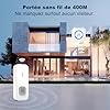 SURFOU Sonnette sans Fil, 400M Sonnette Longue Portée Exterieur Étanche, Kit de Electronique Carillon avec Récepteurs Enfichables pour la Maison, LED Bleu, 55 Mélodies, 5 Niveaux Volumes, Blanc #1