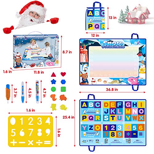 Jionchery Doodle Mat, Large Aqua Magic Water Drawing Mat Toy Gifts for Boys Girls Kids Painting Writing Pad Educational Learning Toys for Toddler - Thumbnail 3