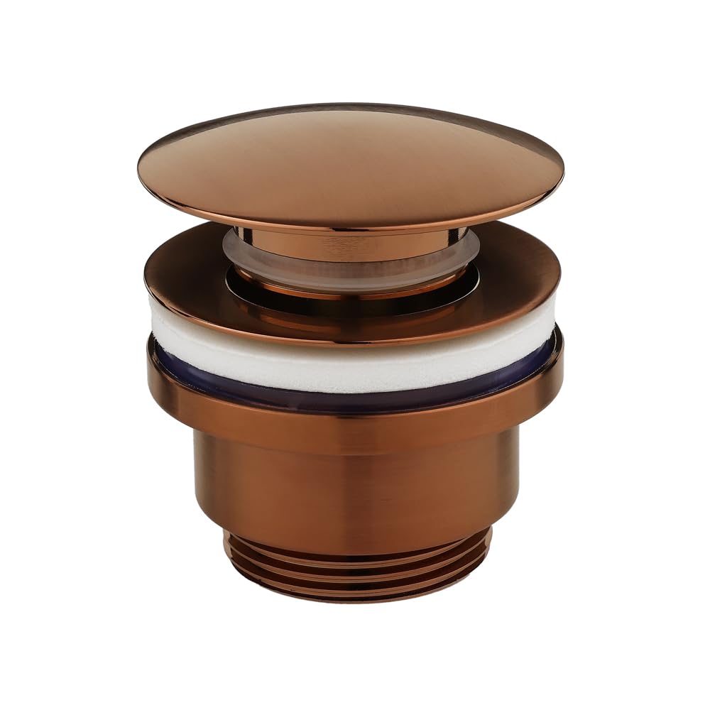 Milano Bronze Push Button Universal Slotted Unslotted Bathroom Basin Sink Waste - Brushed Copper