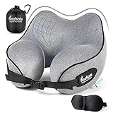 anzhixiu Travel Pillow- Neck Pillow for Travel-Large Size for Over 190cm People,Unique Neck and Head Back Support Travel Pillows for Sleeping Airplanes,Memory Foam Filling, Grey