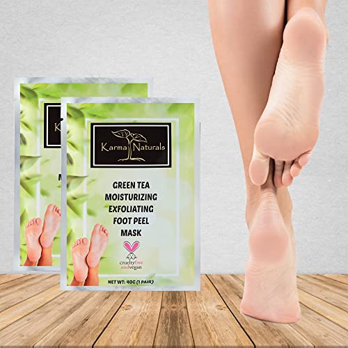 Karma Organic Foot Peel Mask Green Tea Moisturizing Exfoliating Foot Masks - Karma Organic Feet Peeling Masks For Dry Ed Feet thumb #1