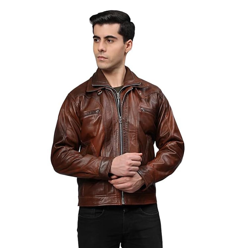 Memphis Bomber Leather Jacket Genuine Leather Jacket for Men's-picture-47