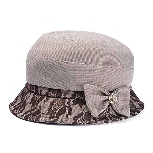 Colorsun Women's Foldable Lace 1920S Vintage Cloche Bucket Hat With Crystal Bowknot Lady Bowler Caps Brown #TOP14