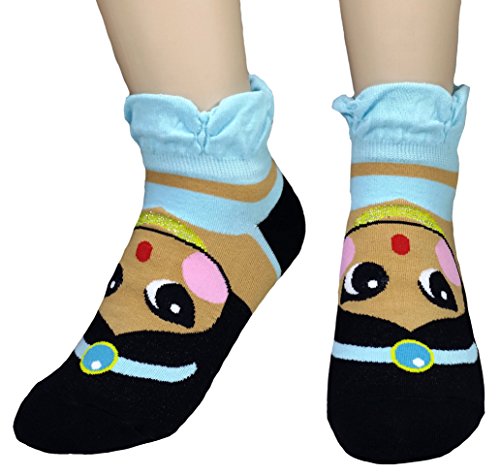 Jjmax Girls Princess Series Character Socks: Elsa, Anna, Ariel, Snow White, Jasmine (7 To 9 Years Old, 5 Princess Set) #TOP2
