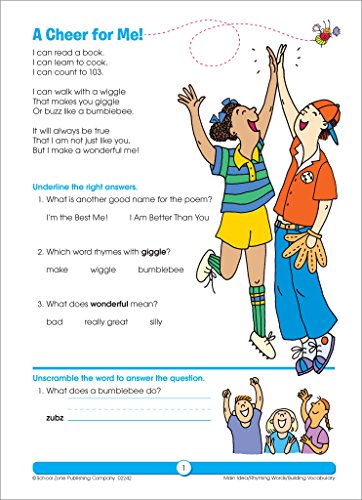 School Zone - Reading Activities 2-3 Workbook - 64 Pages, Ages 7 to 9, 2nd Grade, 3rd Grade, Comparing, Contrasting, Drawing Conclusions, Main Idea, and More (School Zone I Know It!® Workbook Series) 3 51nh2HbTwhL