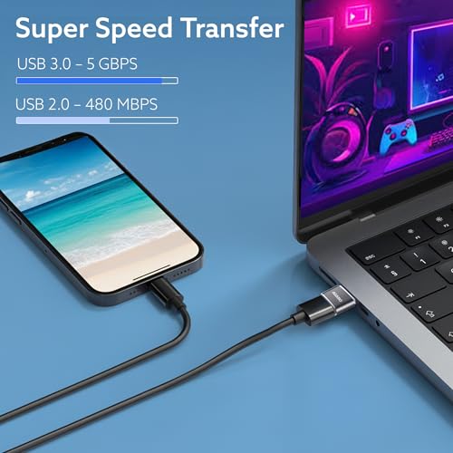 Image of AGARO USB 3.0 Type C Female to USB Male OTG Adapter, 5 Gbps High-Speed Data Transfer, Compatible with Laptops, Tablets, Smartphone, Chargers and More Devices with Standard USB A Interface