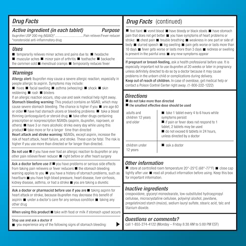 Amazon Basic Care SB-123 Ibuprofen Tablets, Fever Reducer And Pain Relief From Body Aches thumb #2