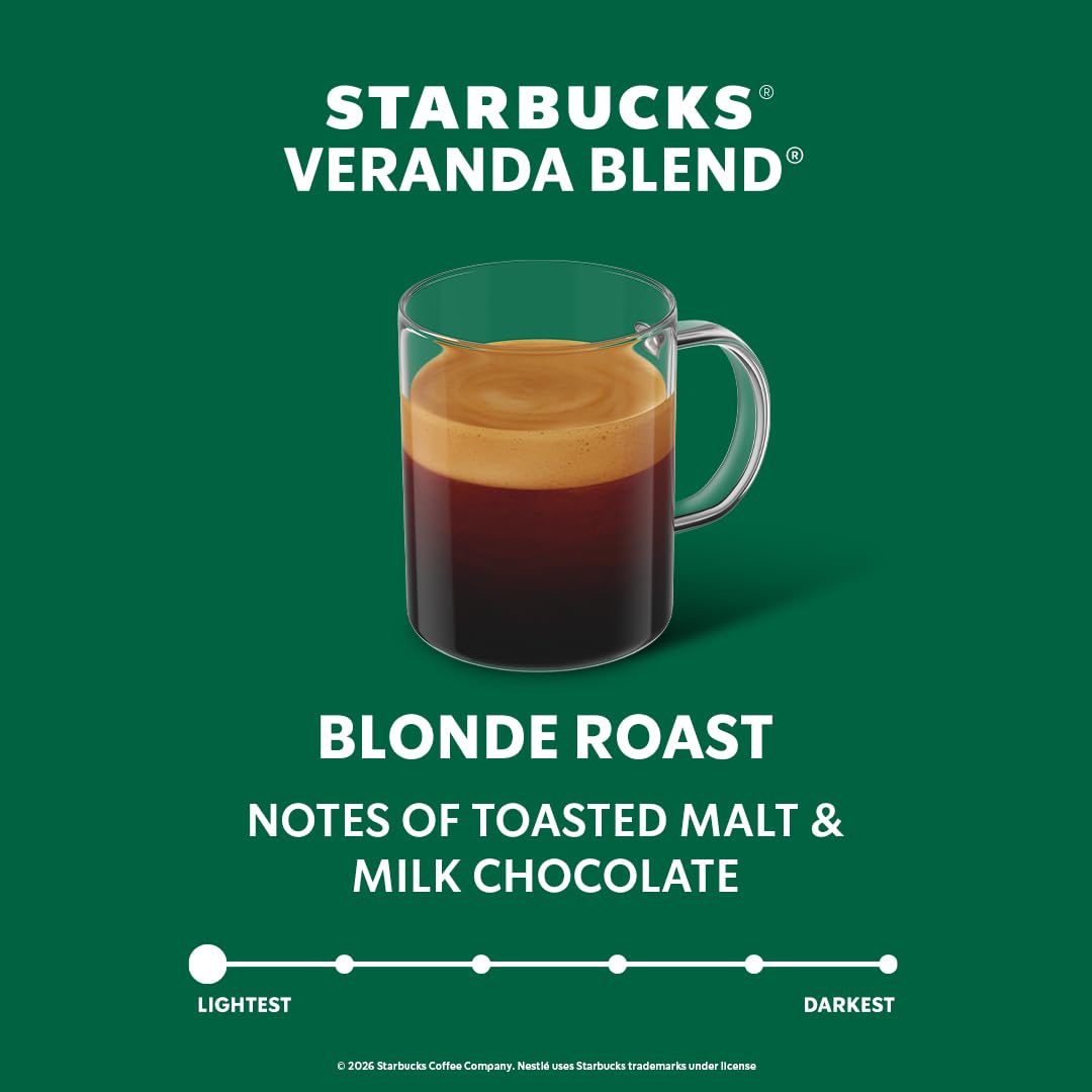 Starbucks by Nespresso Vertuo, Veranda Blend, Blonde Roast Coffee, 30-count Coffee Pods, Brews 7.8 oz.