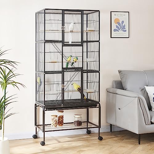 Panana Extra Large 3-Tier Cage for Rats Ferrets Chinchillas Guinea Pigs - Small Animal Habitat with Wheels and Ladders 175CM Height (Black)