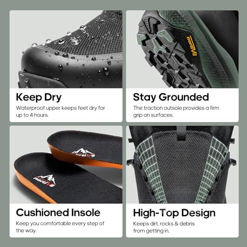 NORTIV 8 Men's Mid Waterproof Hiking Boots Outdoor Lightweight Breathable Trekking Camping Mountaineering Shoes HydroTrek4