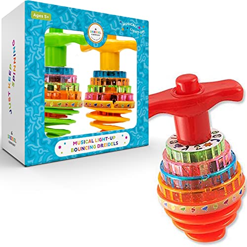 Hanukkah Dreidel Musical Bouncing Light-Up Dreidel Hanukkah Toys - Assorted Colors (2-Pack) #TOP6