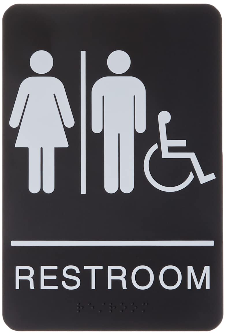 ADA Compliant Family Bathroom Signs - Brushed Aluminum Restroom Signs With Braille, 6x8 Inch, Business Compliant
