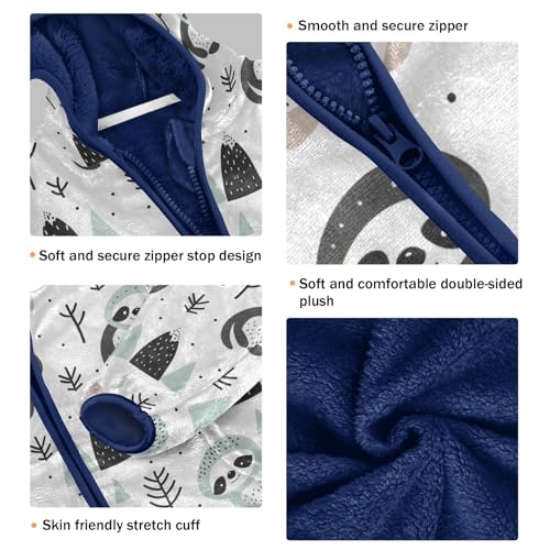 CHIFIGNO Cute Sloth Toddler Boy Jacket Thickened Warm Soft Comfy Warm up Jacket with Arctic Fleece Lining 9-10Y3