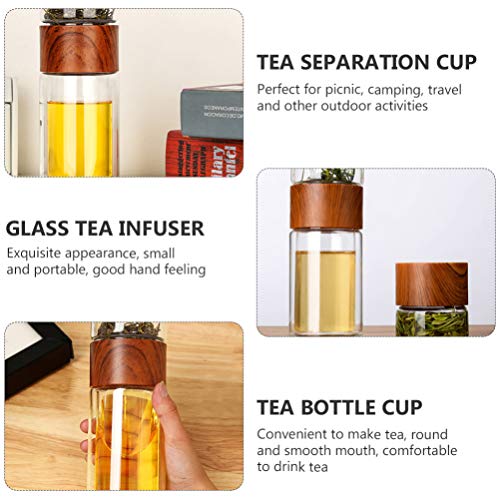 Yardwe Infusor de Chá de Vidro Copo de Chá Copo de Vidro de Alta Temperatura Garrafa de Chá Infusor