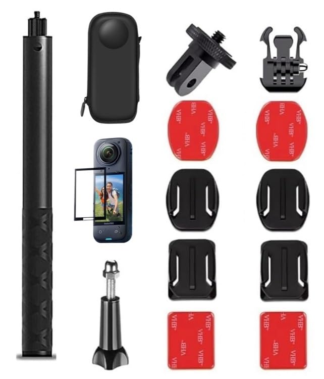 ADOFYS Accessory Kit Compatible with Insta360 One X4(Only) with Invisible Selfie Stick, Portable Case, Screen Protector and Adhesive Mounts