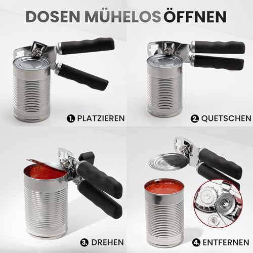 Zulay Kitchen Dosenöffner Manuell aus Edelstahl – Schwerlast Can Opener mit Flaschenöffner, Ergonomischer Drehknopf & Soft-Grip-Griffe… – Ansicht 6