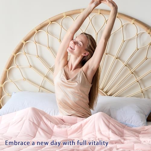 Image of yescool Weighted Blanket for Adults (20 lbs, 60 inch x 80 inch, Pink) Cooling Heavy Blanket for Sleeping Perfect for 190-210 lbs, Queen Size Breathable Blanket with Premium Glass Bead, Machine Washable